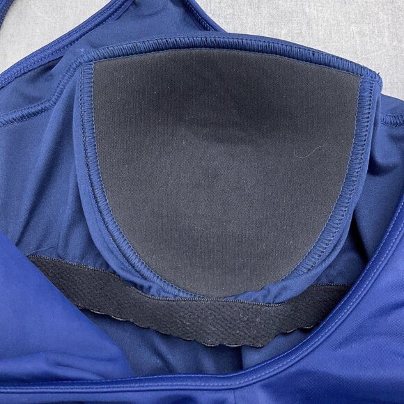 Lands End 1pc Swimsuit Women 10 blue Purple Pad Bra Wide Strap Asymmetric Tank - Picture 5 of 8